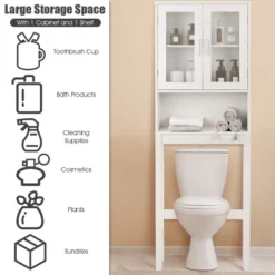 Costway Wooden Over The Toilet Storage Cabinet Spacesaver Organizer Bathroom Tower Rack -Costway GUEST 3b187888 4fab 41c5 9083 fb1ecdd1c1cf