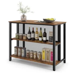 Costway 36" Tall 3-Tier Bar Table With Storage Metal Frame Adjustable Foot Pads Rustic Brown/Grey 21 Costway 36" Tall 3-Tier Bar Table With Storage Metal Frame Adjustable Foot Pads Rustic Brown/Grey -Costway GUEST 3b60b25b 748d 4388 8fa1 0e2ac3217433