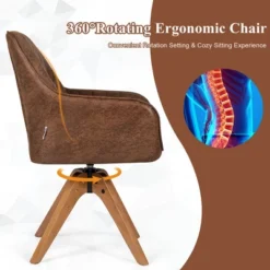 Costway Set Of 2 Mid Century Swivel Accent Chair Hot-Stamping Cloth Retro Brown -Costway GUEST 3b6ce872 93ce 40ab 8993 1cb7a12ca0e2