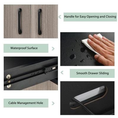 Costway 3-Door 71'' Kitchen Buffet Pantry Storage Cabinet W/Hutch Adjustable Shelf Black 7 Costway 3-Door 71'' Kitchen Buffet Pantry Storage Cabinet W/Hutch Adjustable Shelf Black - Image 7