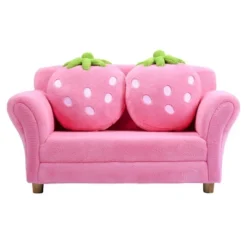 Costway Kids Sofa Strawberry Armrest Chair Lounge Couch W/2 Pillow Children Toddler Pink -Costway GUEST 3ba77344 77bf 40b2 98c3 4d58f835f753