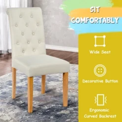 Costway Set Of 2 Parsons Upholstered Fabric Chair With Wooden Legs Pink/Beige/Grey/White&Black 20 Costway Set Of 2 Parsons Upholstered Fabric Chair With Wooden Legs Pink/Beige/Grey/White&Black -Costway GUEST 3bfecd6a 7e78 4ed3 9e84 39d3d433e3b4