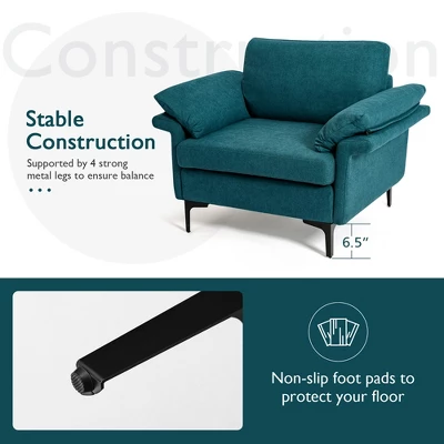 Costway Set Of 2 Fabric Accent Armchair Upholstered Single Sofa W/ Metal Legs 6 Costway Set Of 2 Fabric Accent Armchair Upholstered Single Sofa W/ Metal Legs - Image 6