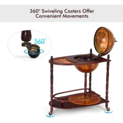 Costway Wood Globe Wine Bar Stand 34'' H 16th Century Italian Rack Liquor Bottle Shelf 12 Costway Wood Globe Wine Bar Stand 34'' H 16th Century Italian Rack Liquor Bottle Shelf -Costway GUEST 3c0d4990 baed 45de 8088 e5346f28fb0e