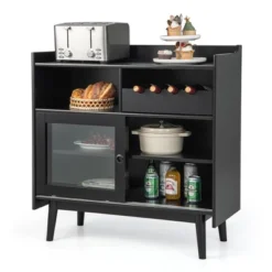 Costway Kitchen Buffet Sideboard Organizer Liquor Bar Cabinet With Wine Rack & Sliding Door -Costway GUEST 3c14f582 5171 4809 b6dd c56488af3958