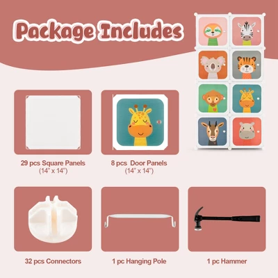 Costway 8-Cube Kids Wardrobe Baby Dresser Bedroom Armoire Clothes Hanging Closet With Doors 7 Costway 8-Cube Kids Wardrobe Baby Dresser Bedroom Armoire Clothes Hanging Closet With Doors - Image 7