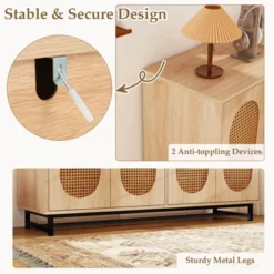 Costway 50" Buffet Cabinet With 4 Rattan Doors Adjustable Shelves Metal Legs Dining Room -Costway GUEST 3cb79ddd 6638 466c a5cf f8a49b39e554