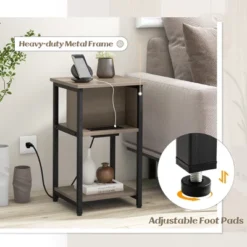 Costway 1/2 PCS Nightstand 3-Tier End Table With Charging Station USB Ports & Power Outlets Grey & Black 14 Costway 1/2 PCS Nightstand 3-Tier End Table With Charging Station USB Ports & Power Outlets Grey & Black -Costway GUEST 3cf90f1b 7a85 47eb ac3f 97eff8453833