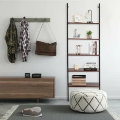 Costway 5-Tier Ladder Shelf Wood Wall Mounted Display Bookshelf Metal Frame Brown & Black/Brown & White/Bronze 13 Costway 5-Tier Ladder Shelf Wood Wall Mounted Display Bookshelf Metal Frame Brown & Black/Brown & White/Bronze -Costway GUEST 3d274555 b69c 4971 a425 93243b572046