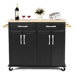 Costway Rolling Kitchen Trolley Island Cart Wood Top Storage Cabinet Utility W/ Drawers 14 Costway Rolling Kitchen Trolley Island Cart Wood Top Storage Cabinet Utility W/ Drawers -Costway GUEST 3d5a813a 37a5 476f b700 cfb5186d4724