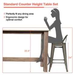 Costway 5 PCS Dining Table Set Kitchen Rectangular Counter Height Table W/ 4 Bar Stools -Costway GUEST 3d6965e5 77a2 489a 9560 6e36aa906ee4
