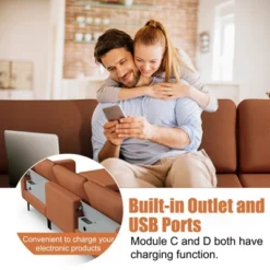 Costway Modular L-shaped Sectional Sofa W/ Reversible Chaise & 4 USB Ports OrangeDark Grey 15 Costway Modular L-shaped Sectional Sofa W/ Reversible Chaise & 4 USB Ports OrangeDark Grey -Costway GUEST 3d9be150 f7fc 4dbe 9ad1 bcb3a8a326b3