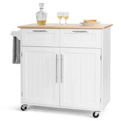 Costway Rolling Kitchen Cart Island Heavy Duty Storage Trolley Cabinet Utility White -Costway GUEST 3da33040 34b0 45ee 8aea e6886299520c