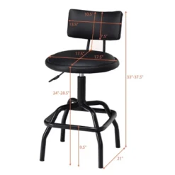 Costway Adjustable Swivel Bar Stool PU Leather Steel Frame Chair W/Backrest&Footrest Low Back