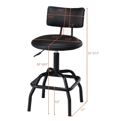 Costway Adjustable Swivel Bar Stool PU Leather Steel Frame Chair W/Backrest&Footrest Low Back 1 Costway Adjustable Swivel Bar Stool PU Leather Steel Frame Chair W/Backrest&Footrest Low Back