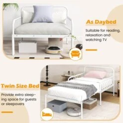 Costway Metal Daybed Extendable Daybed To Twin Size Bed Heavy Duty Slats Support Sofa Bed Black/White 18 Costway Metal Daybed Extendable Daybed To Twin Size Bed Heavy Duty Slats Support Sofa Bed Black/White -Costway GUEST 3daa9f1d 02bc 45de 976d d98e52da975f