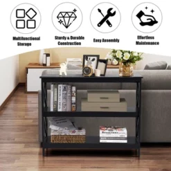 Costway 3-Tier Console Table X-Design Bookshelf Sofa Side Accent Table W/Shelf EspressoBlack 16 Costway 3-Tier Console Table X-Design Bookshelf Sofa Side Accent Table W/Shelf EspressoBlack -Costway GUEST 3df23674 d0f5 4f85 88bf 0641bc2f8535
