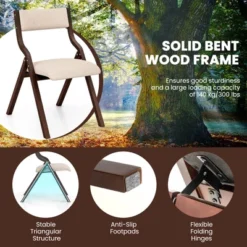 Costway Folding Dining Chair Set Of 2 Wooden Upholstered Modern Linen Fabric Padded Seat -Costway GUEST 3e08bae1 5a15 4754 aed0 5080363e0ae3