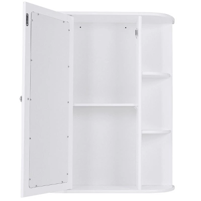 Costway Bathroom Cabinet Single Door Shelves Wall Mount Cabinet W/ Mirror Organizer 7 Costway Bathroom Cabinet Single Door Shelves Wall Mount Cabinet W/ Mirror Organizer - Image 7