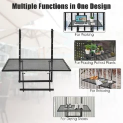 Costway Folding Hanging Table Adjustable Balcony Railing Table Patio Deck Black -Costway GUEST 3e1b9fb3 c6e6 47bf b56a e43f1714b380