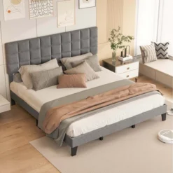 Costway Full/Queen/King Size Bed Frame Modern Linen Fabric Upholstered Platform Bed With Headboard 15 Costway Full/Queen/King Size Bed Frame Modern Linen Fabric Upholstered Platform Bed With Headboard -Costway GUEST 3e62ff3d ede5 4dee 8748 1fe830da3c5a