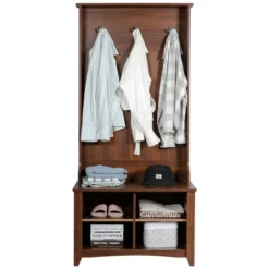 Costway Hall Tree Storage Bench Entry Stand Coat Hat Rack With Shelf & 3 Hooks Organizer -Costway GUEST 3e666daf a980 4546 a876 d1955390fb00