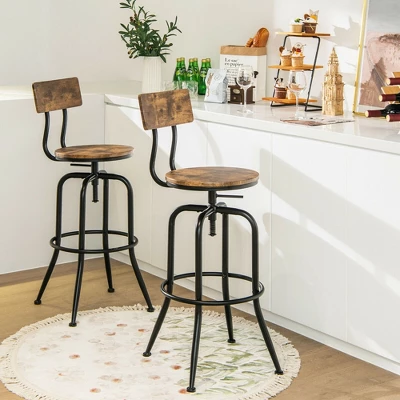 Costway Set Of 4 Industrial Bar Stool Adjustable Swivel Counter-Height Dining Side Chair 3 Costway Set Of 4 Industrial Bar Stool Adjustable Swivel Counter-Height Dining Side Chair - Image 3