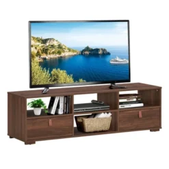 Costway TV Stand Entertainment Media Center Console For TV's Up To 60'' W/Drawers WalnutBlack -Costway GUEST 3eb25448 1924 45fe b938 c99fc89d0458
