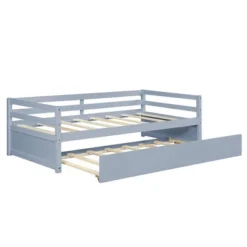 Costway Twin Size Trundle Daybed Wooden Slat Support Mattress Platform For Kids EspressoWhite -Costway GUEST 3eb318b5 b454 46f8 aef6 add257e9f485