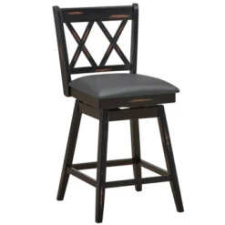 Costway Set Of 2/4 Barstools Swivel Counter Height Chairs W/Rubber Wood Legs Black/White -Costway GUEST 3f0f29db 8318 4fa9 a04b 878cdd266909