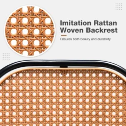 Costway Set Of 2 Bar Stools Faux Leather Bar Height Kitchen Chairs With Rattan Back Brown/Green -Costway GUEST 3f3b3d09 a91f 41fd 8315 fbfead3573bd