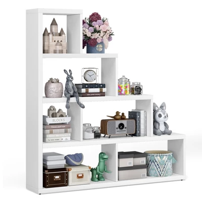 Costway 6 Cubes Ladder Shelf Freestanding Corner Bookshelf Storage Bookcase Display Rack 11 Costway 6 Cubes Ladder Shelf Freestanding Corner Bookshelf Storage Bookcase Display Rack - Image 11