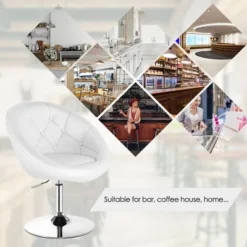 Costway 1PC Adjustable Modern Swivel Round Tufted Back Accent Chair PU Leather -Costway GUEST 3faf893f e62f 4304 a863 d4f5bb56db70