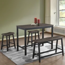 Costway 4 Pcs Solid Wood Counter Height Table Set W/ Height Bench & Two Saddle Stools 6 Costway 4 Pcs Solid Wood Counter Height Table Set W/ Height Bench & Two Saddle Stools -Costway GUEST 3fec0cd5 95d6 4a52 ad56 62710b5f18d2