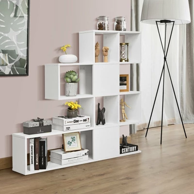 Costway 5-Tier Bookshelf Corner Ladder Bookcase Display Storage Rack White 4 Costway 5-Tier Bookshelf Corner Ladder Bookcase Display Storage Rack White - Image 4