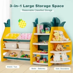 Costway 3-in-1 Kids Toy Storage Organizer Bookshelf Corner Rack W/ Plastic Bins -Costway GUEST 40bee861 3c72 45f1 953f 7c3da0befed1