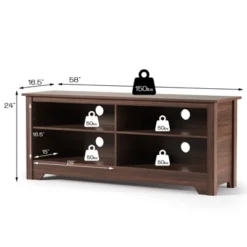 Costway 58'' TV Stand Entertainment Media Center Console Wood Storage Furniture Espresso