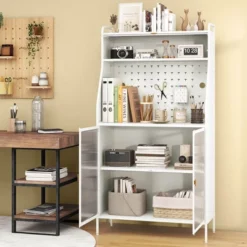 Costway 5-tier Metal Kitchen Bakers Rack With Pegboard 8 Hooks 5-position Adjustable Shelf White -Costway GUEST 410e9e56 ce0e 4185 8b77 87f6bb4e2aa8