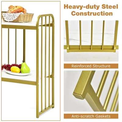 Costway 2-Tier Console Table Modern Buffet Serving Table Storage Shelf For Entryway 3 Costway 2-Tier Console Table Modern Buffet Serving Table Storage Shelf For Entryway - Image 3