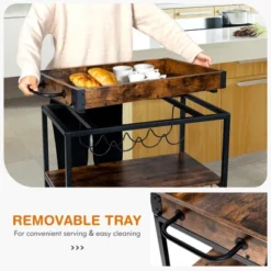 Costway 3-Tier Rolling Kitchen Cart Serving Trolley Wine Rack Removable Tray -Costway GUEST 4130081c e998 4e08 8089 017d643d2a18