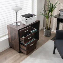 Costway 3-Drawer Wood File Cabinet Mobile Lateral Printer Stand With Open Storage Shelves -Costway GUEST 4131d373 5a73 44da 80e1 9bd494f251f4