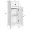 Costway Bathroom Floor Storage Cabinet Side Wooden Organizer W/ Drawer & Shutter Door