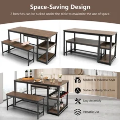 Costway 3 PCS Dining Table Set For 4 Kitchen Dining Room Table & 2 Benches W/ Rack -Costway GUEST 419e70a9 001f 42b8 b239 8962025423c8