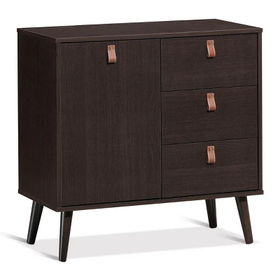 Costway Sideboard Entryway Console Table W/ Display Cabinet Brown Home 9 Costway Sideboard Entryway Console Table W/ Display Cabinet Brown Home - Image 9