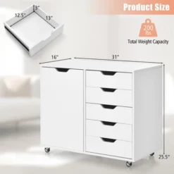 Costway 5-Drawer Chest Rolling Storage Dresser Lateral File Cabinet With Adjustable Shelf -Costway GUEST 41be69e3 c6ba 4986 a099 258ea1da7cab