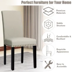 Costway Set Of 2 Fabric Dining Chairs Upholstered With Nailhead Trim 22 Costway Set Of 2 Fabric Dining Chairs Upholstered With Nailhead Trim -Costway GUEST 41c61686 e6fa 49f9 92e1 28ddf248228c