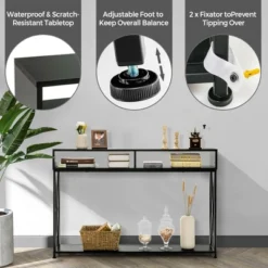 Costway Steel Frame Console Table With Open Shelf And Storage Compartments Black 13 Costway Steel Frame Console Table With Open Shelf And Storage Compartments Black -Costway GUEST 427324c3 3f2b 4868 be9a f74b9d2327be