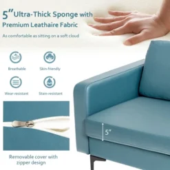 Costway Set Of 2 Leathaire Fabric Accent Armchair Single Sofa W/Side Storage Pocket -Costway GUEST 4311b6a4 c211 4592 afb8 a1ee1cb01c6f