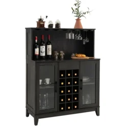 Costway 2-Door Buffet Bar Cabinet Kitchen Storage Sideboard Wine Rack Glass Holder GreyBlack 20 Costway 2-Door Buffet Bar Cabinet Kitchen Storage Sideboard Wine Rack Glass Holder GreyBlack -Costway GUEST 4365eb0e 496e 45a3 8887 06c60cc21ea4