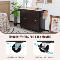 Costway Kitchen Island Cart On Wheels, Mobile Kitchen Island Rolling Island Trolley W/ 2-Door Cabinet -Costway GUEST 43713208 7424 41f9 8109 0720d9ac39ef